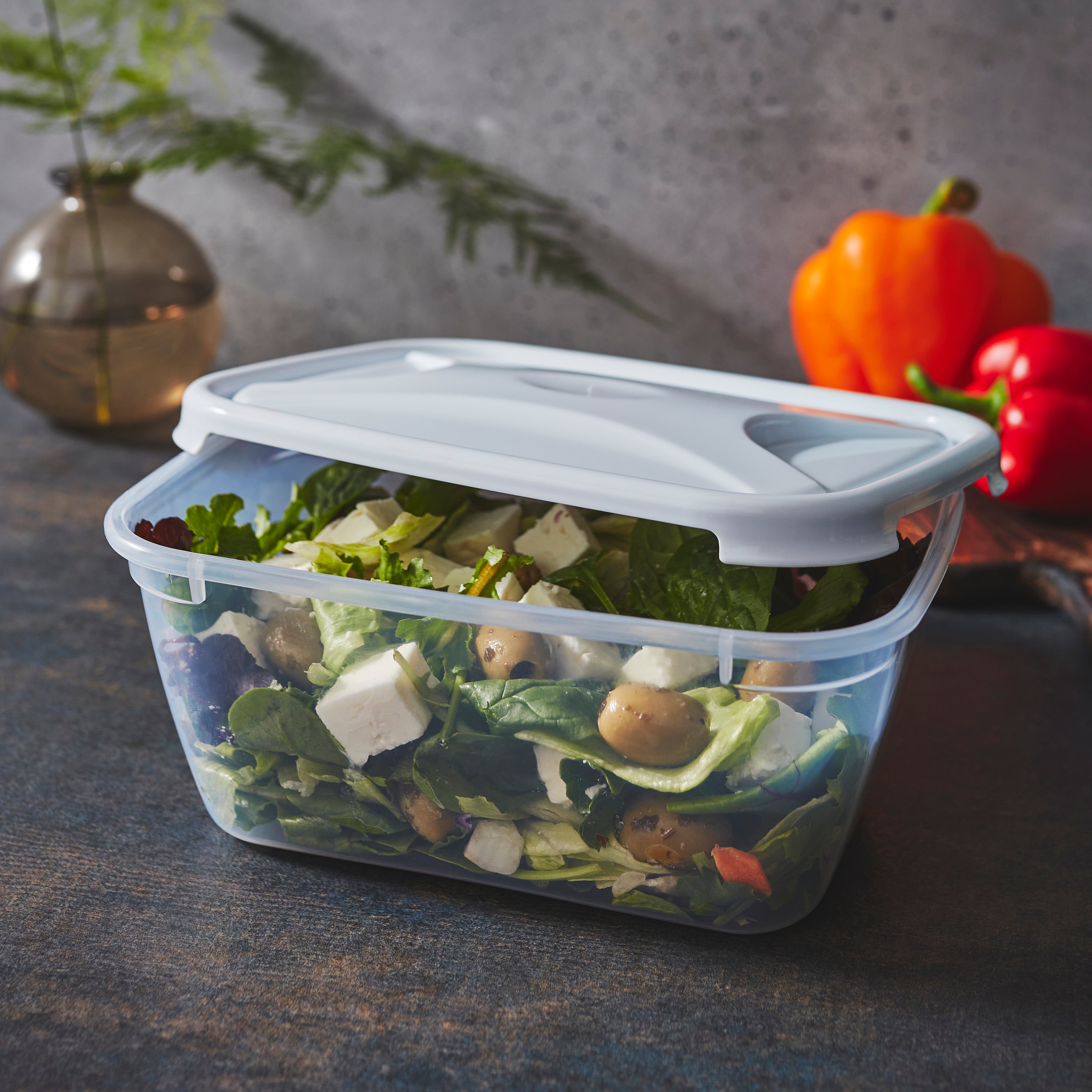 Wham 2.0 Litre Rectangular Food Box Clear With White Lid Wham 2.0 Litre Rectangular Food Box Clear With White Lid